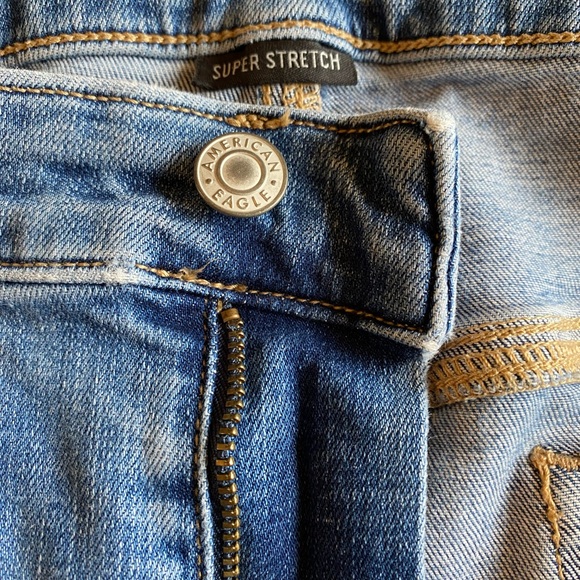 American Eagle Outfitters Distressed Light Blue Flare Jeans - Picture 6 of 7